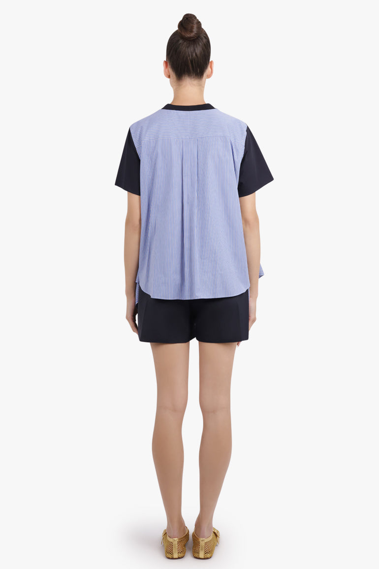 SACAI RTW S/S T-Shirt With Side Shirting Panel | Navy/Blue
