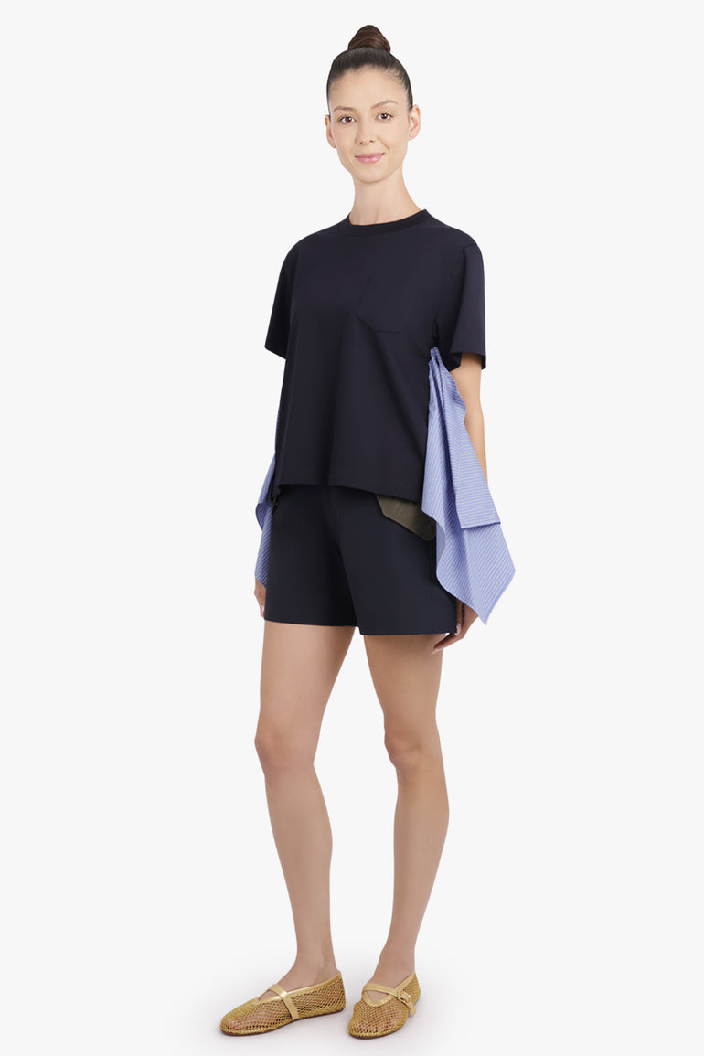 SACAI RTW S/S T-Shirt With Side Shirting Panel | Navy/Blue