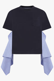 SACAI RTW S/S T-Shirt With Side Shirting Panel | Navy/Blue
