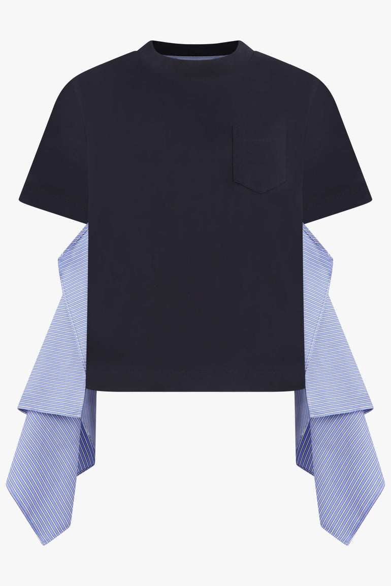 SACAI RTW S/S T-Shirt With Side Shirting Panel | Navy/Blue