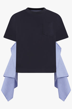 SACAI RTW S/S T-Shirt With Side Shirting Panel | Navy/Blue