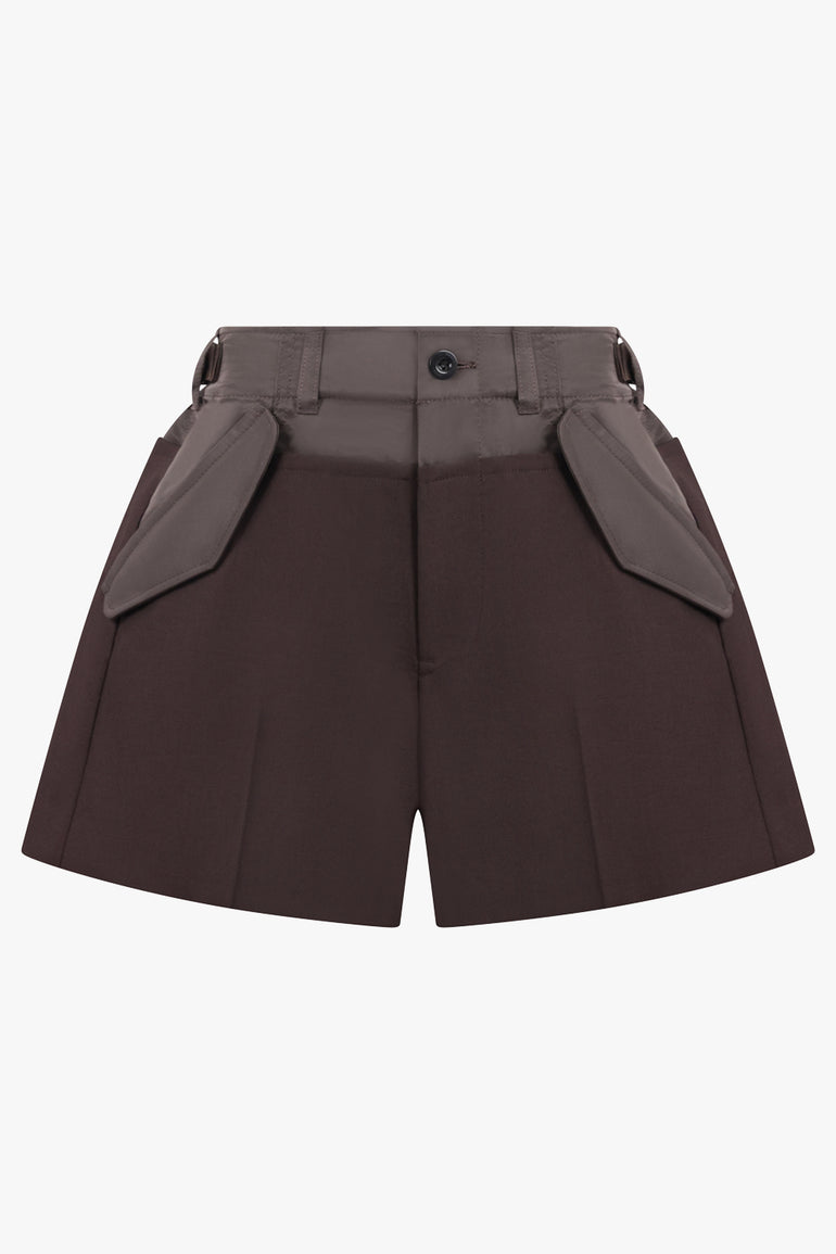 SACAI RTW Suiting Contrast Short | Brown