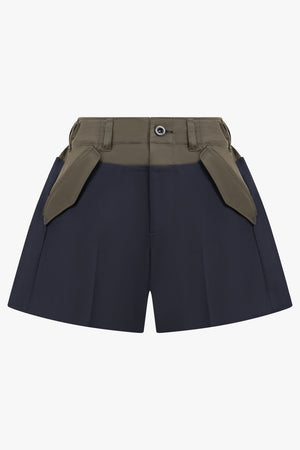 SACAI RTW Suiting Contrast Short | Navy/Khaki