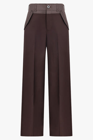 SACAI RTW Suiting Contrast Wide Leg Pant | Brown