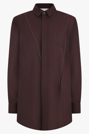 SACAI RTW Suiting L/S Shirt With Panel Detail | Brown