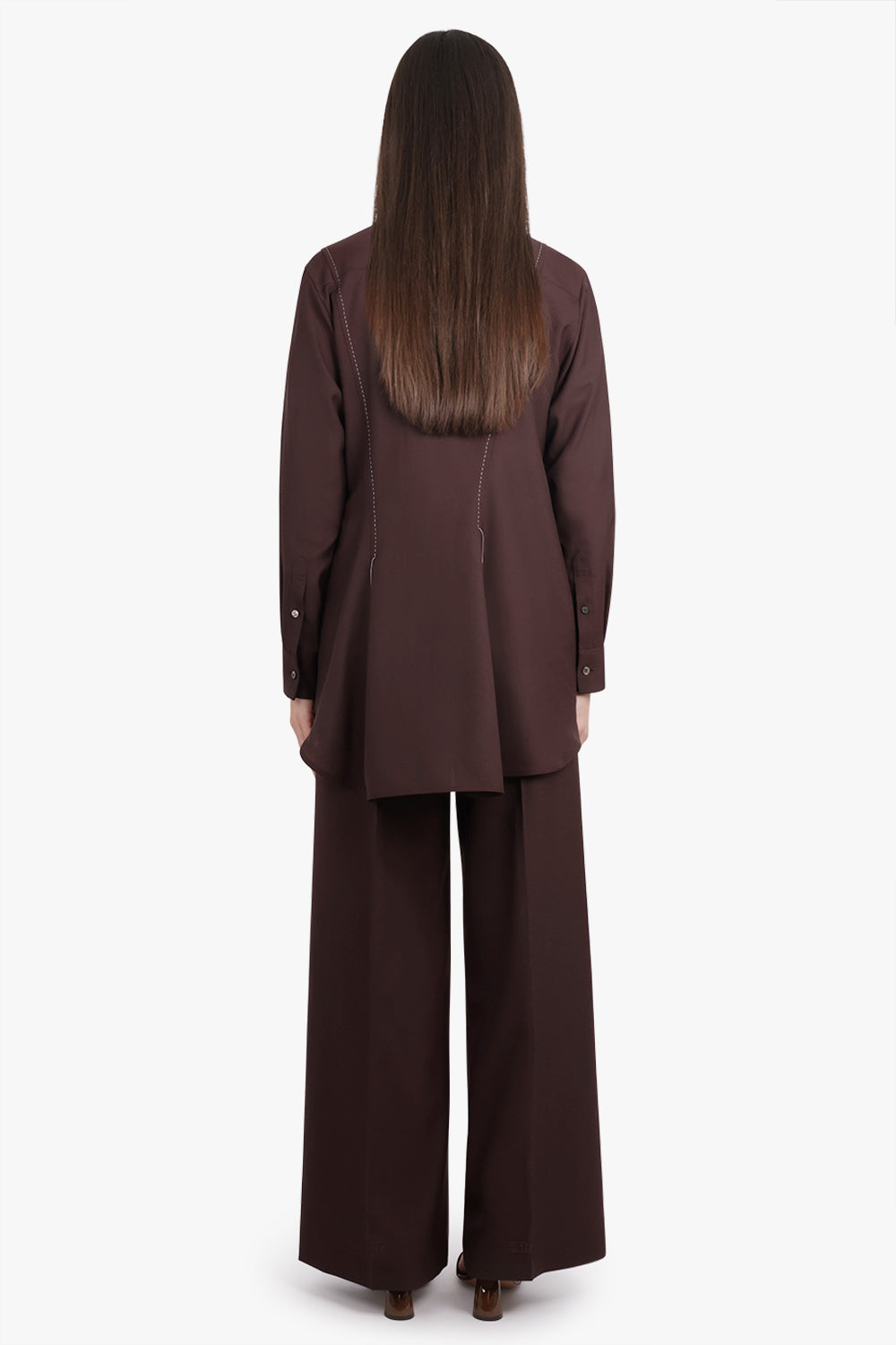 SACAI RTW Suiting L/S Shirt With Panel Detail | Brown