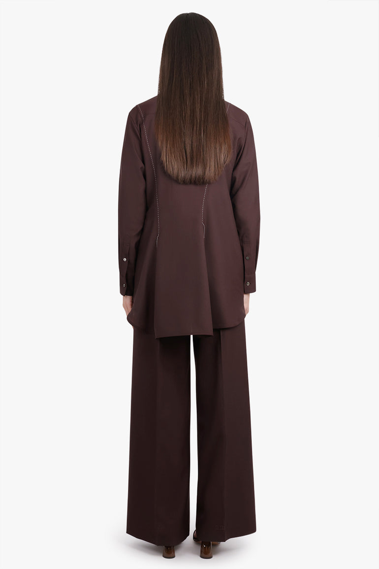 SACAI RTW Suiting L/S Shirt With Panel Detail | Brown
