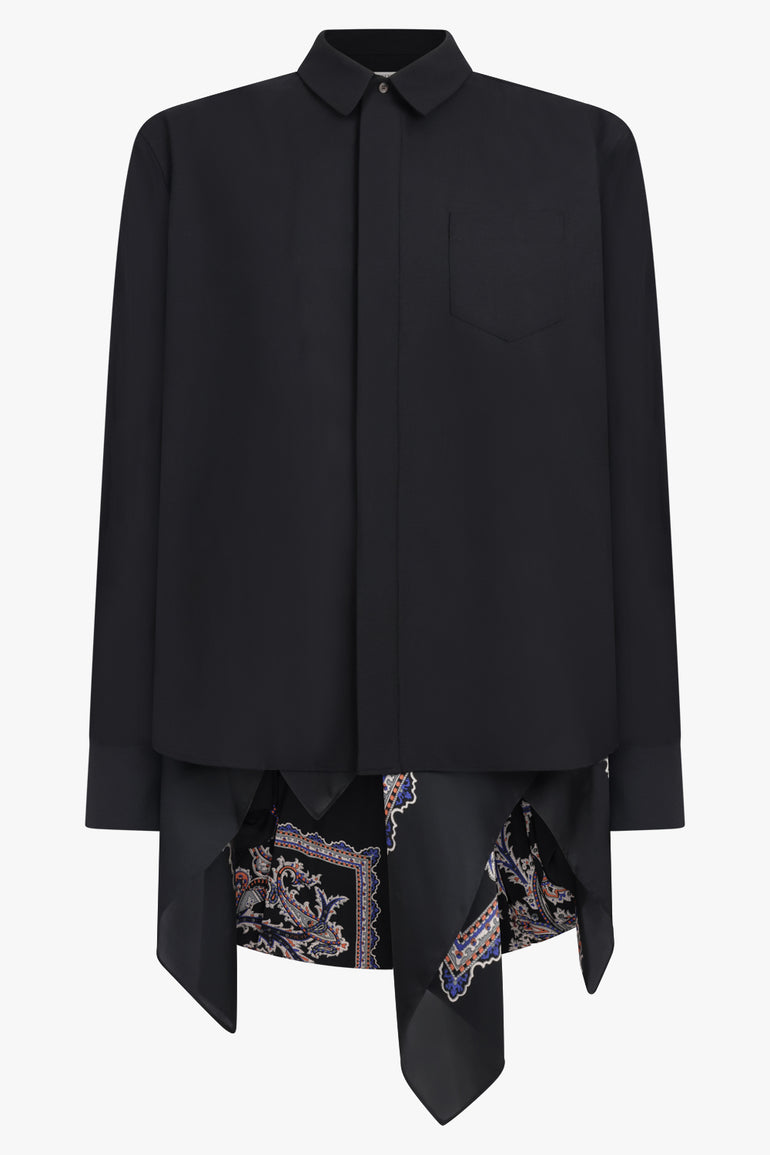 SACAI RTW Suiting X Paisley Print Drape Front Shirt | Black/Multi