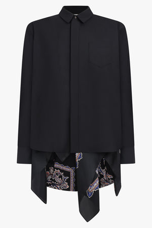 SACAI RTW Suiting X Paisley Print Drape Front Shirt | Black/Multi
