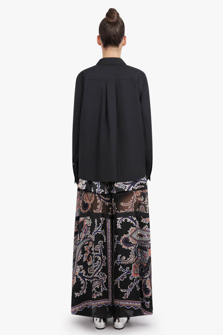 SACAI RTW Suiting X Paisley Print Wide Leg Pant | Black/Multi