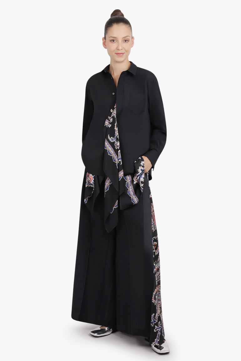 SACAI RTW Suiting X Paisley Print Drape Front Shirt | Black/Multi