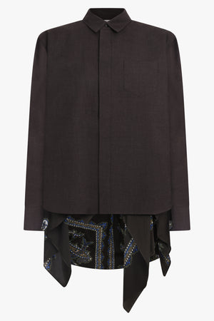 SACAI RTW Suiting X Paisley Print Drape Front Shirt | Brown/Multi