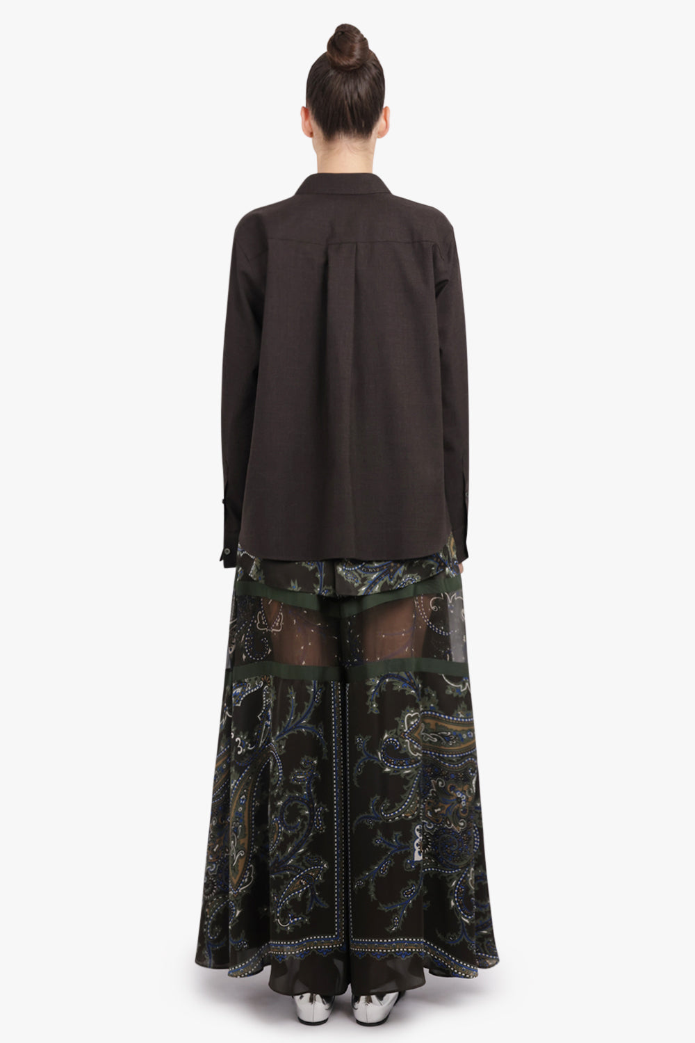 SACAI RTW Suiting X Paisley Print Drape Front Shirt | Brown/Multi