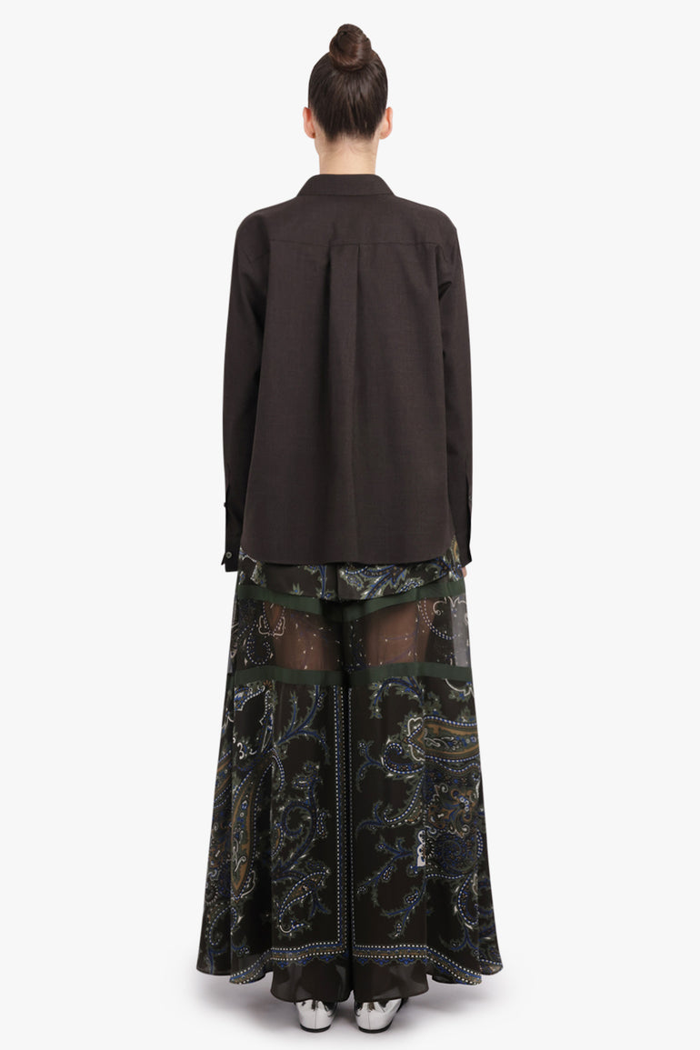 SACAI RTW Suiting X Paisley Print Drape Front Shirt | Brown/Multi