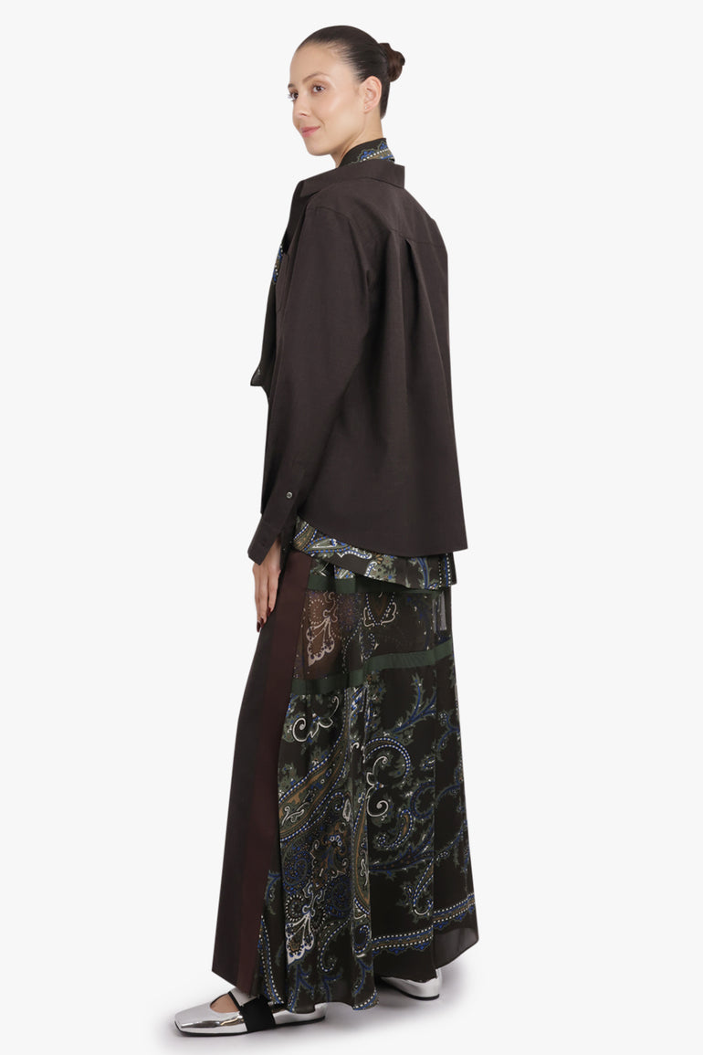 SACAI RTW Suiting X Paisley Print Wide Leg Pant | Brown/Multi
