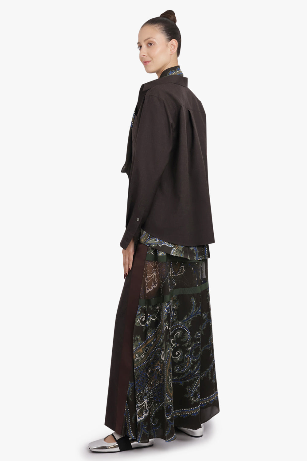 SACAI RTW Suiting X Paisley Print Wide Leg Pant | Brown/Multi