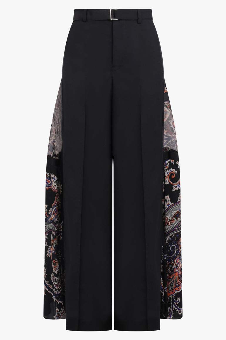 SACAI RTW Suiting X Paisley Print Wide Leg Pant | Black/Multi