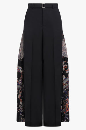 SACAI RTW Suiting X Paisley Print Wide Leg Pant | Black/Multi