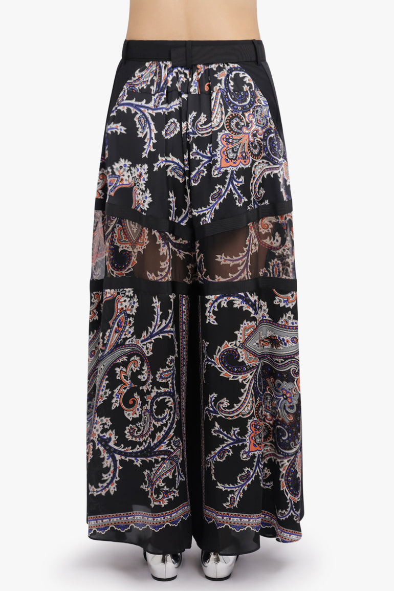 SACAI RTW Suiting X Paisley Print Wide Leg Pant | Black/Multi
