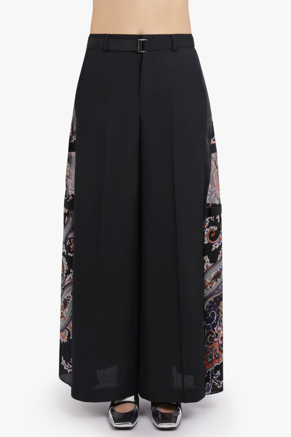 SACAI RTW Suiting X Paisley Print Wide Leg Pant | Black/Multi