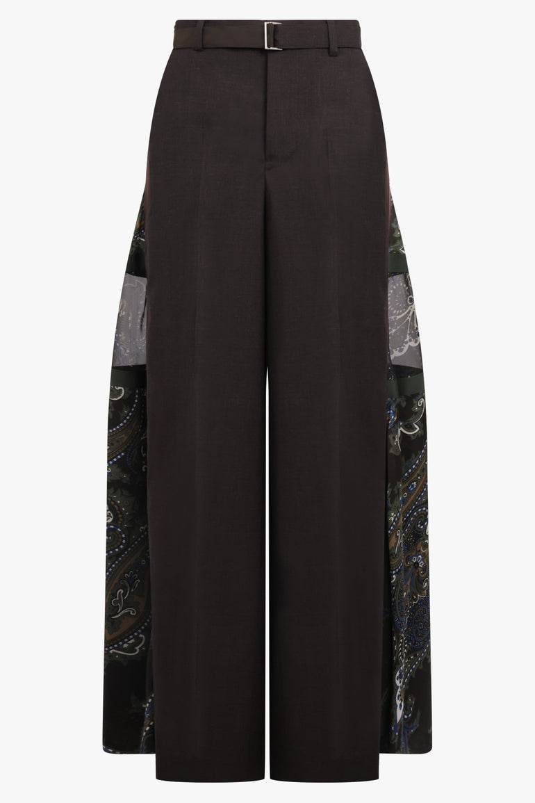 SACAI RTW Suiting X Paisley Print Wide Leg Pant | Brown/Multi