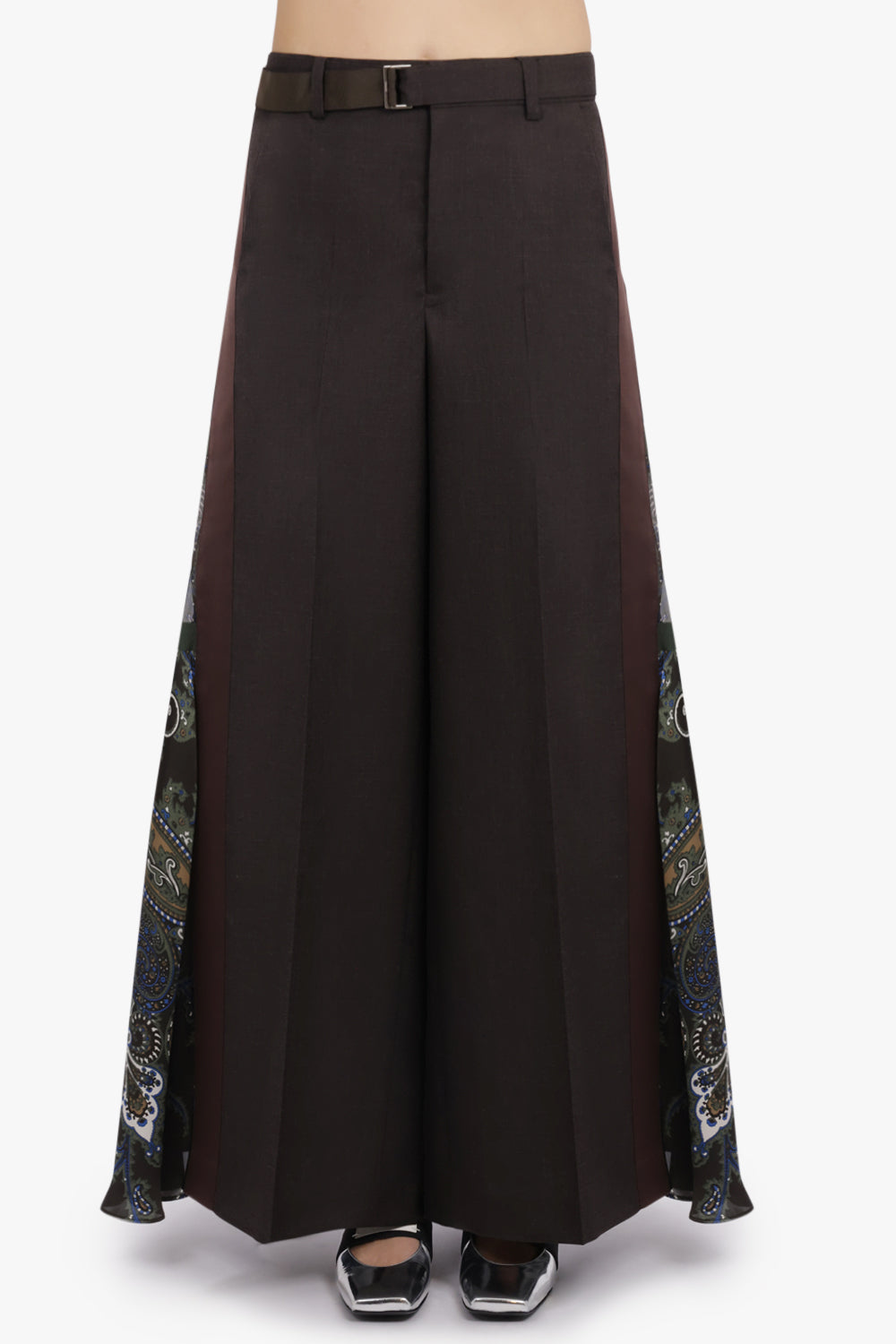SACAI RTW Suiting X Paisley Print Wide Leg Pant | Brown/Multi