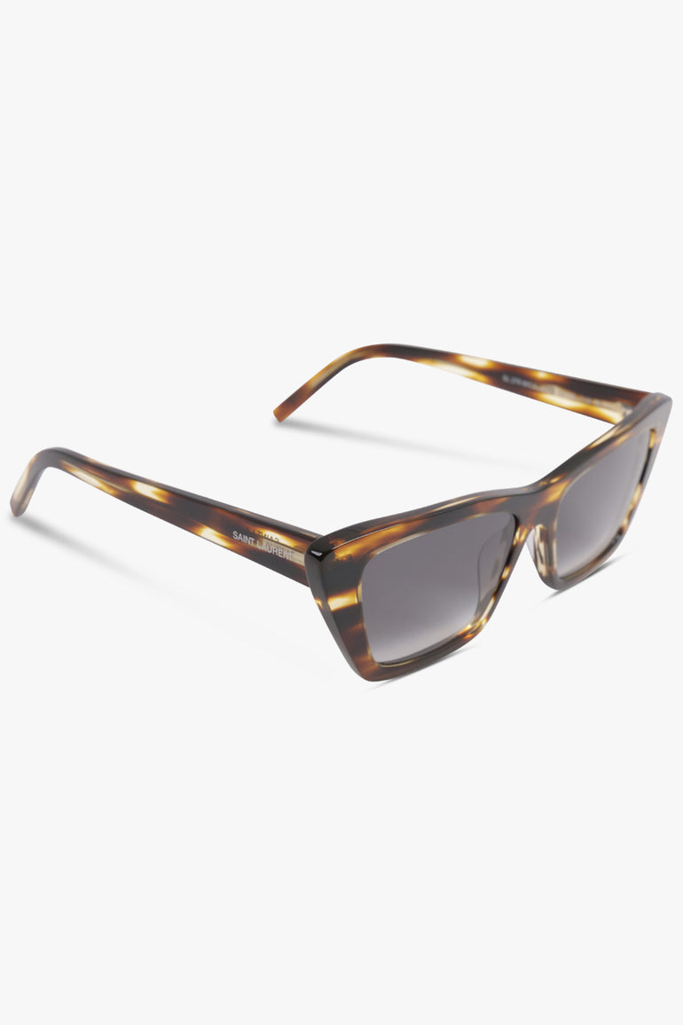 SAINT LAURENT ACCESSORIES BROWN / Havana Brown/Grey SL 276 Mica Cat Eye Sunglasses | Havana Brown/Grey