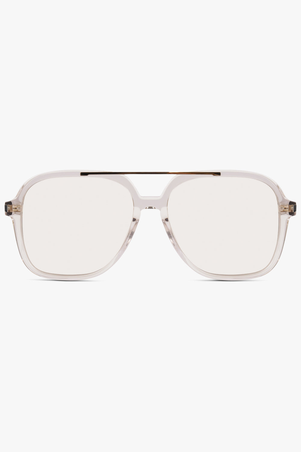 SAINT LAURENT ACCESSORIES YELLOW / Light Yellow SL 545 Round Aviator Sunglasses | Light Yellow