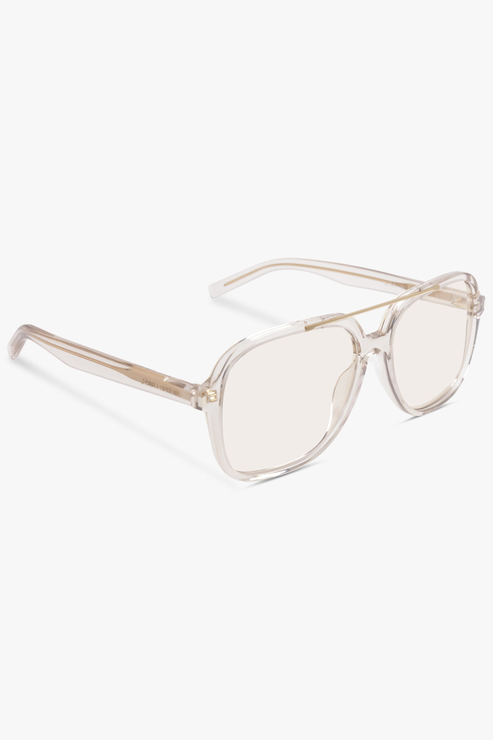 SAINT LAURENT ACCESSORIES YELLOW / Light Yellow SL 545 Round Aviator Sunglasses | Light Yellow