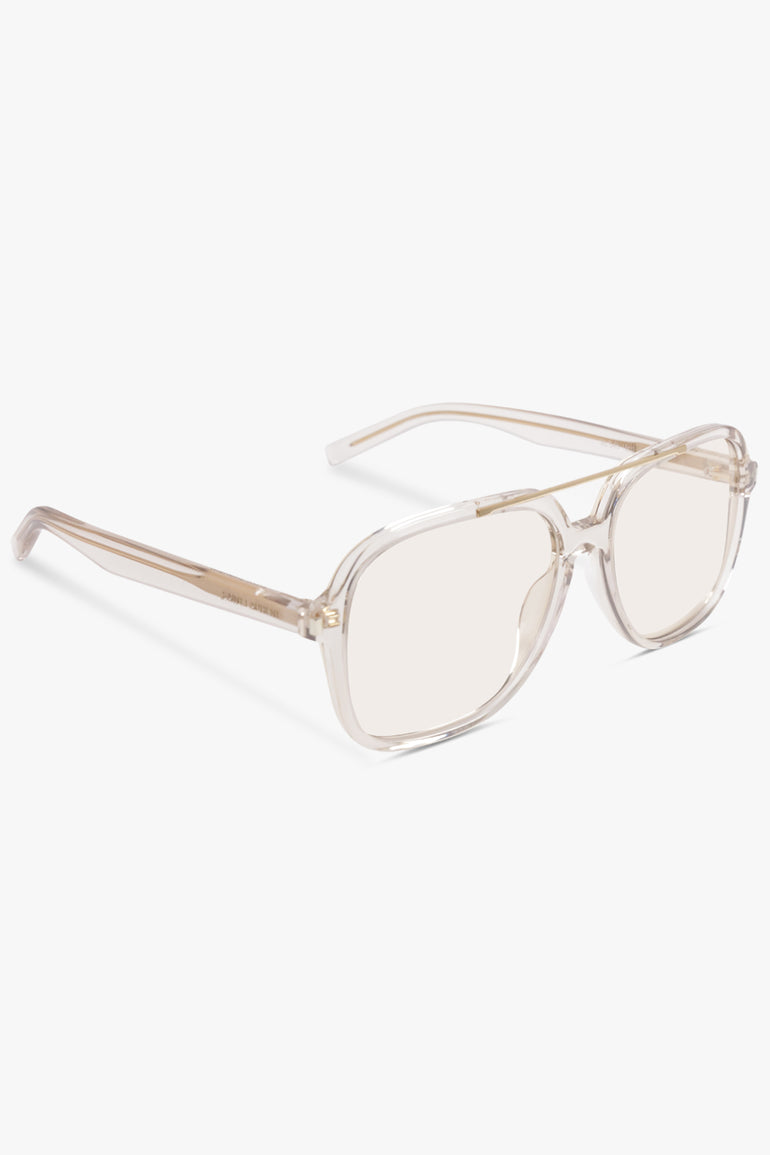 SAINT LAURENT ACCESSORIES YELLOW / Light Yellow SL 545 Round Aviator Sunglasses | Light Yellow