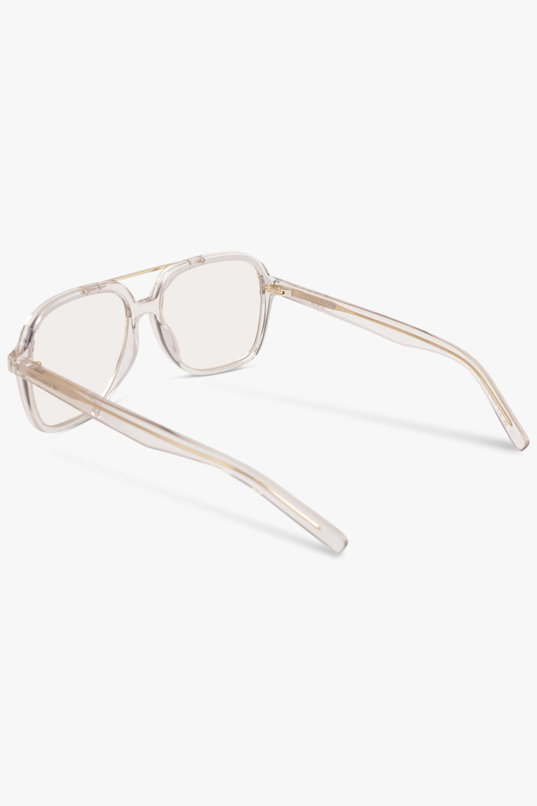 SAINT LAURENT ACCESSORIES YELLOW / Light Yellow SL 545 Round Aviator Sunglasses | Light Yellow