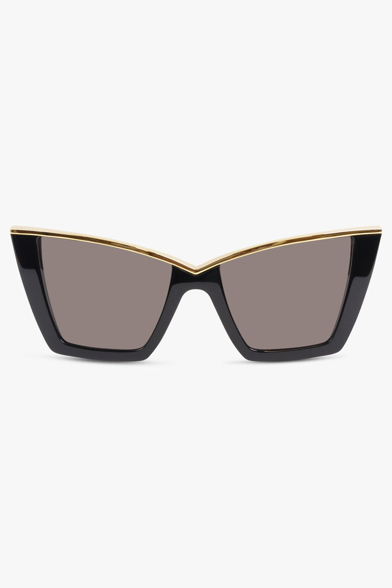 SAINT LAURENT Accessories Black / Black/Gold SL 570 Gold Trim Cat Eye Sunglasses | Black/Gold