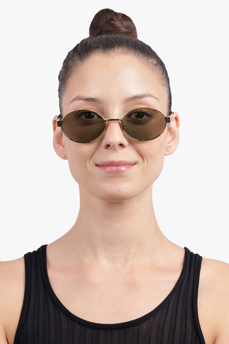 SAINT LAURENT Accessories Green / Green/Gold SL 692 Round Eye Sunglasses | Green/Gold