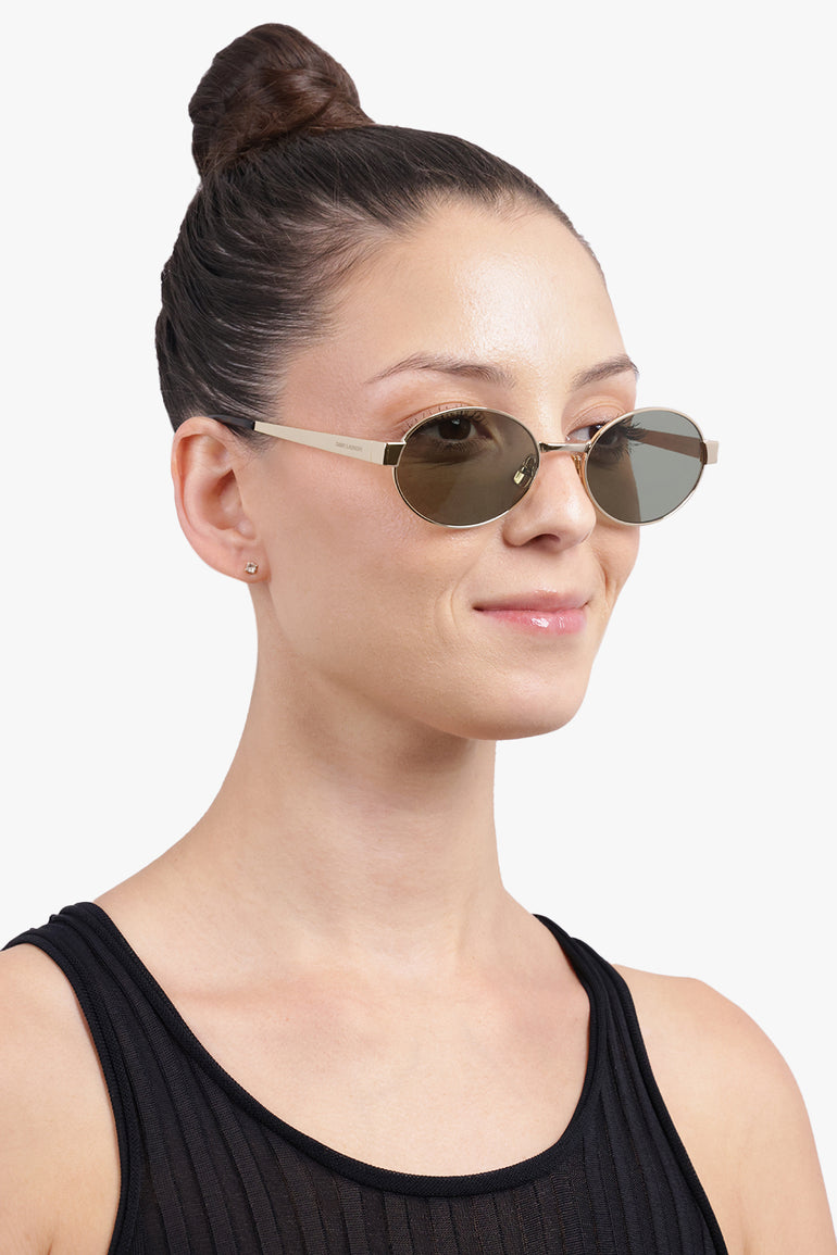 SAINT LAURENT Accessories Green / Green/Gold SL 692 Round Eye Sunglasses | Green/Gold