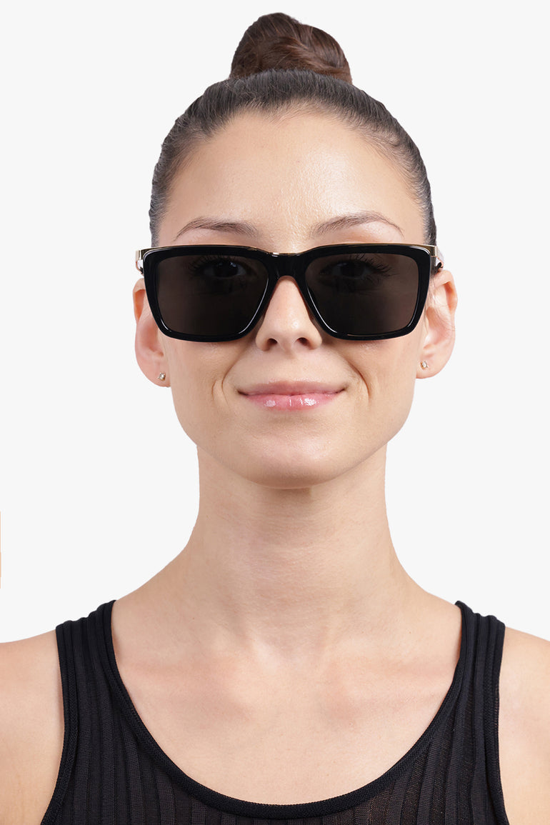 SAINT LAURENT Accessories Black / Black/Gold SL 765 Rectangle Sunglasses | Black/Gold