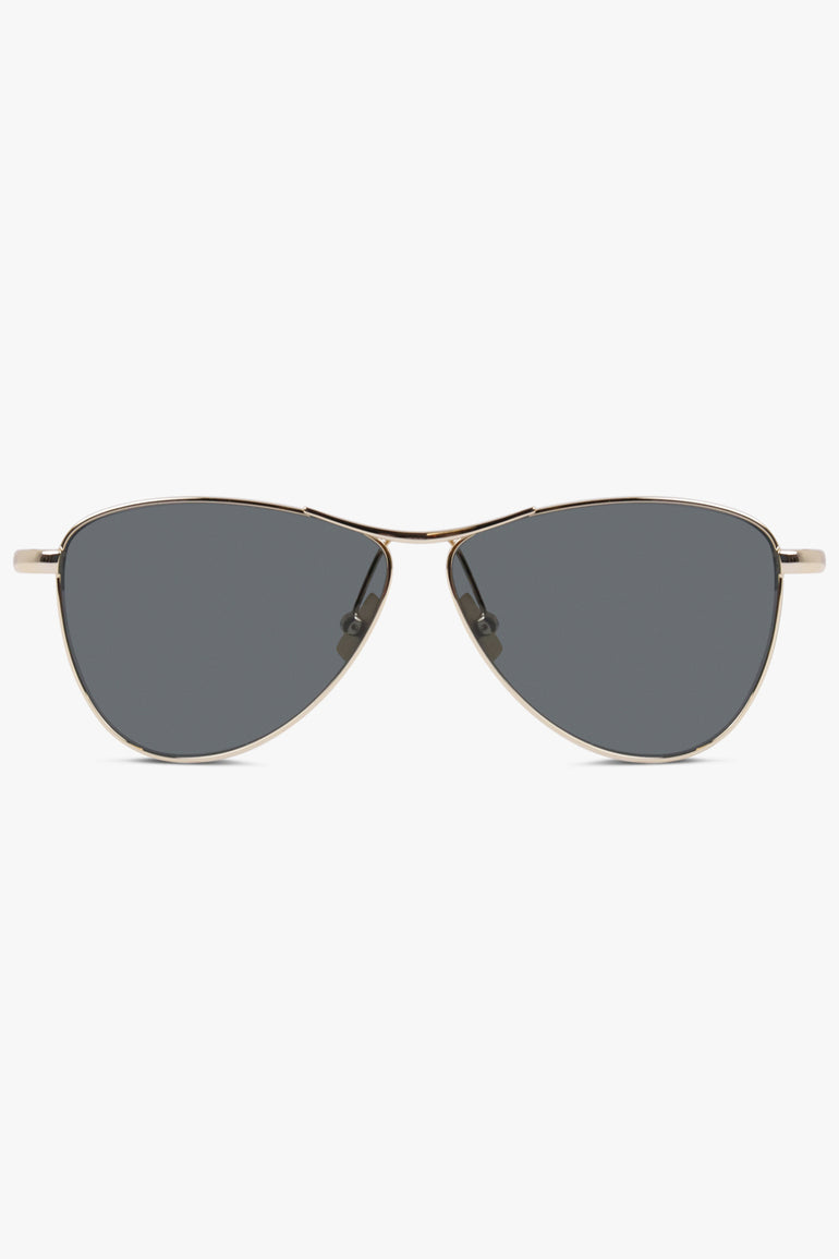 SAINT LAURENT ACCESSORIES BLACK / Black/Gold SL 831 Angled Aviator Sunglasses | Black/Gold