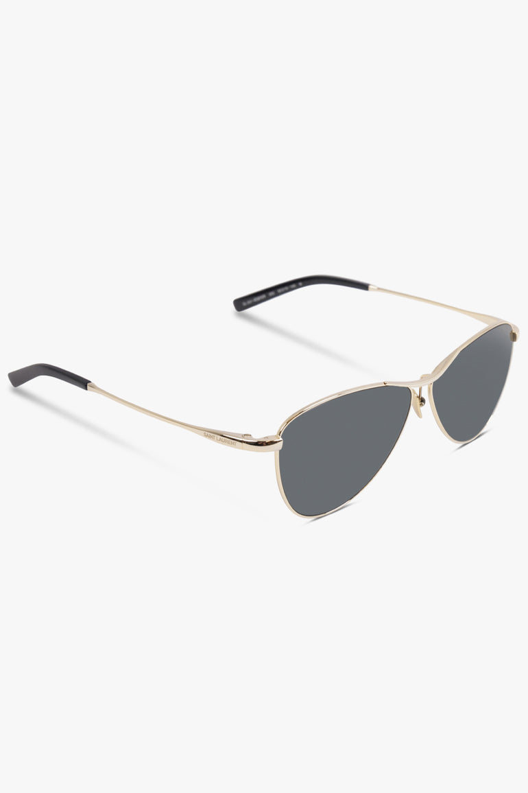 SAINT LAURENT ACCESSORIES BLACK / Black/Gold SL 831 Angled Aviator Sunglasses | Black/Gold