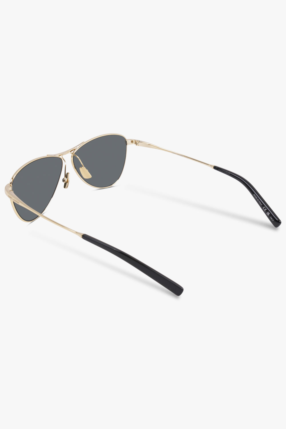 SAINT LAURENT ACCESSORIES BLACK / Black/Gold SL 831 Angled Aviator Sunglasses | Black/Gold