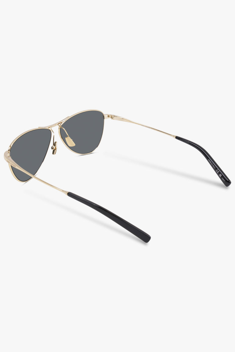 SAINT LAURENT ACCESSORIES BLACK / Black/Gold SL 831 Angled Aviator Sunglasses | Black/Gold