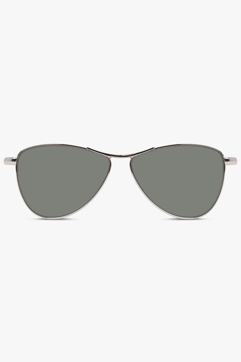 SAINT LAURENT ACCESSORIES BLACK / Black/Silver SL 831 Angled Aviator Sunglasses | Black/Silver