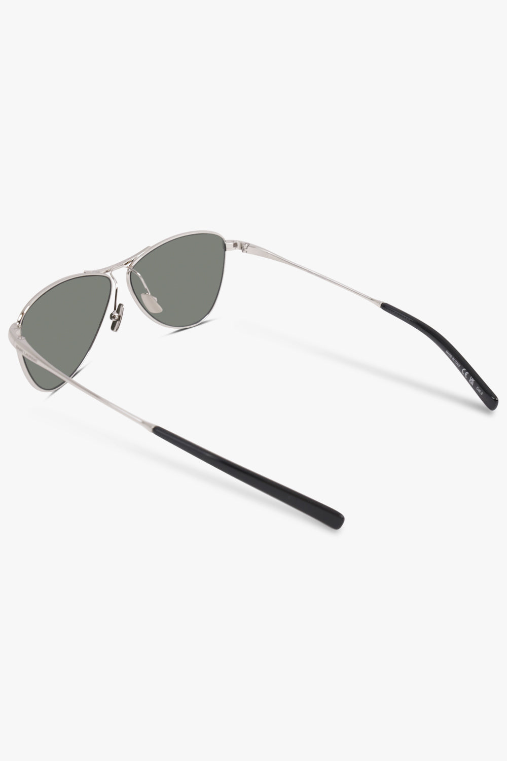 SAINT LAURENT ACCESSORIES BLACK / Black/Silver SL 831 Angled Aviator Sunglasses | Black/Silver