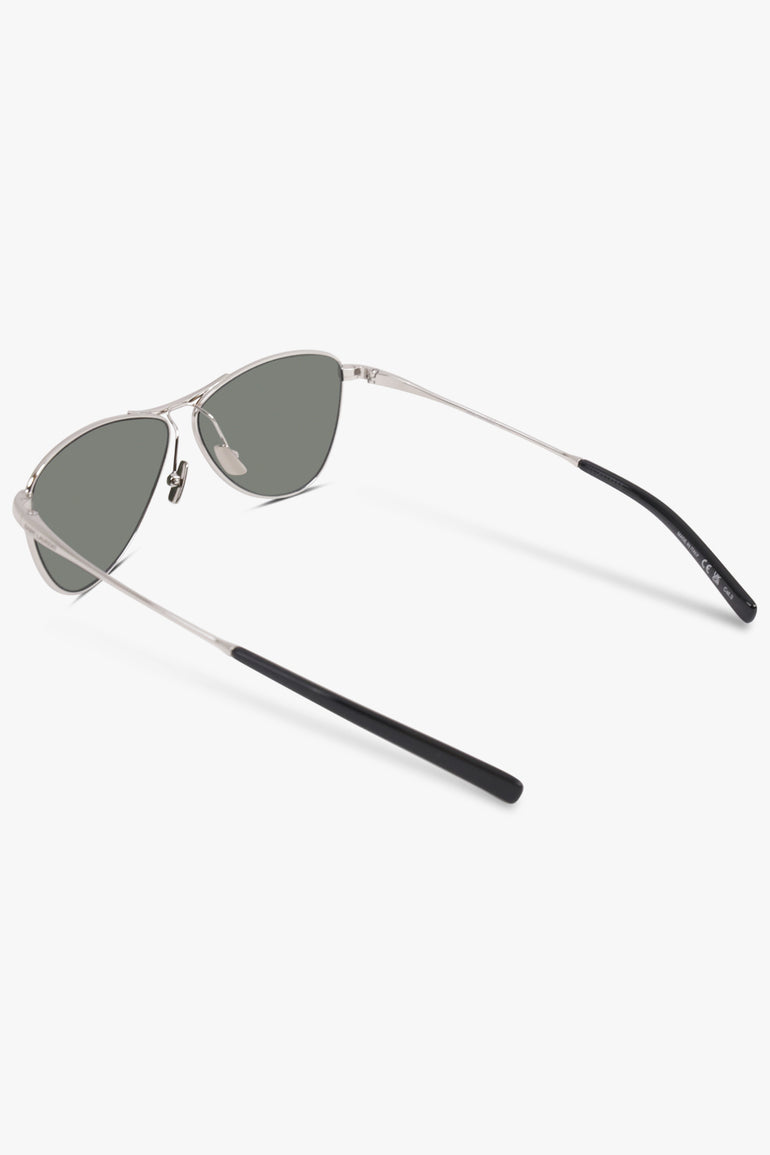 SAINT LAURENT ACCESSORIES BLACK / Black/Silver SL 831 Angled Aviator Sunglasses | Black/Silver