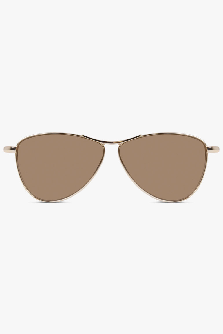 SAINT LAURENT ACCESSORIES BLACK / Brown/Gold SL 831 Angled Aviator Sunglasses | Brown/Gold