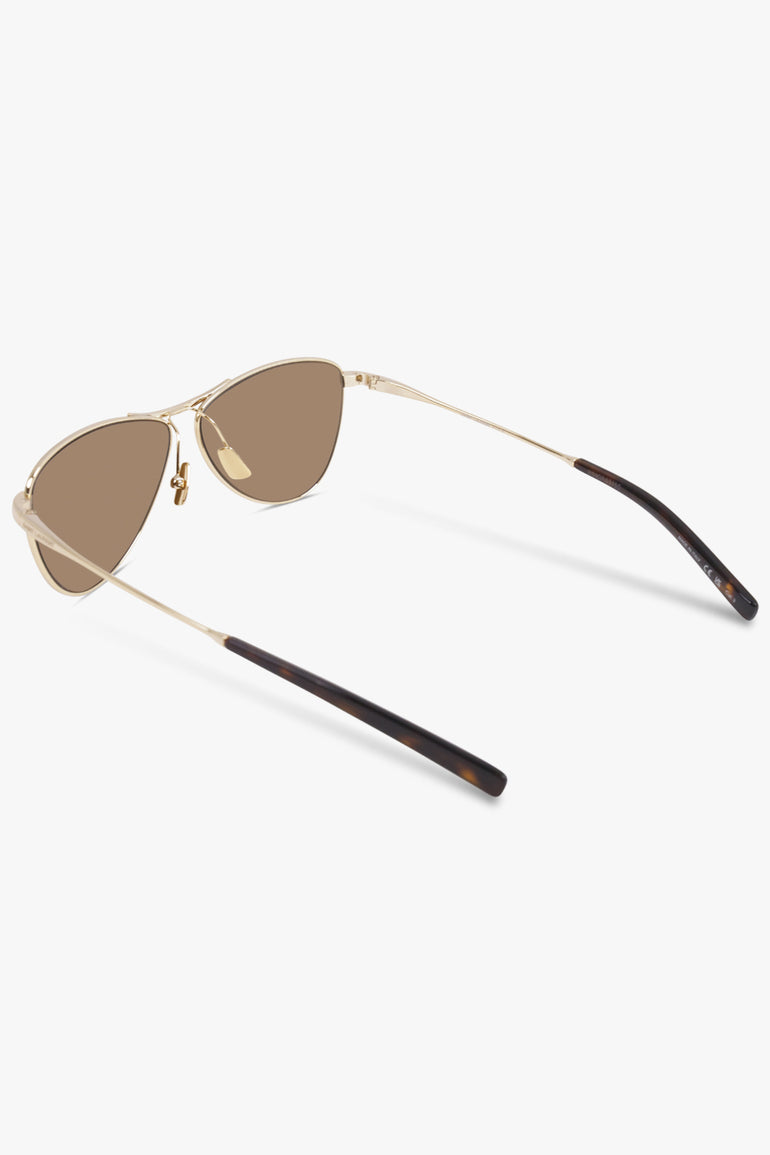 SAINT LAURENT ACCESSORIES BLACK / Brown/Gold SL 831 Angled Aviator Sunglasses | Brown/Gold