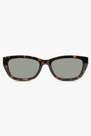 SAINT LAURENT ACCESSORIES BROWN / Dark Havana Brown SL M153 Rectangular Monogramme Sunglasses | Dark Havana Brown
