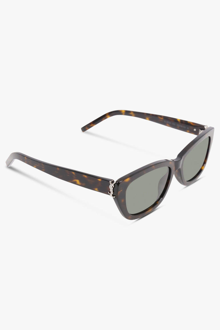 SAINT LAURENT ACCESSORIES BROWN / Dark Havana Brown SL M153 Rectangular Monogramme Sunglasses | Dark Havana Brown