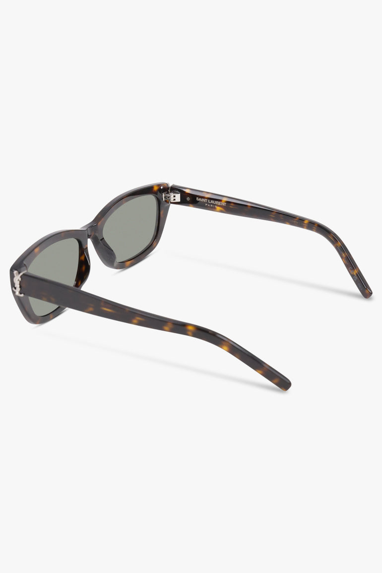 SAINT LAURENT ACCESSORIES BROWN / Dark Havana Brown SL M153 Rectangular Monogramme Sunglasses | Dark Havana Brown