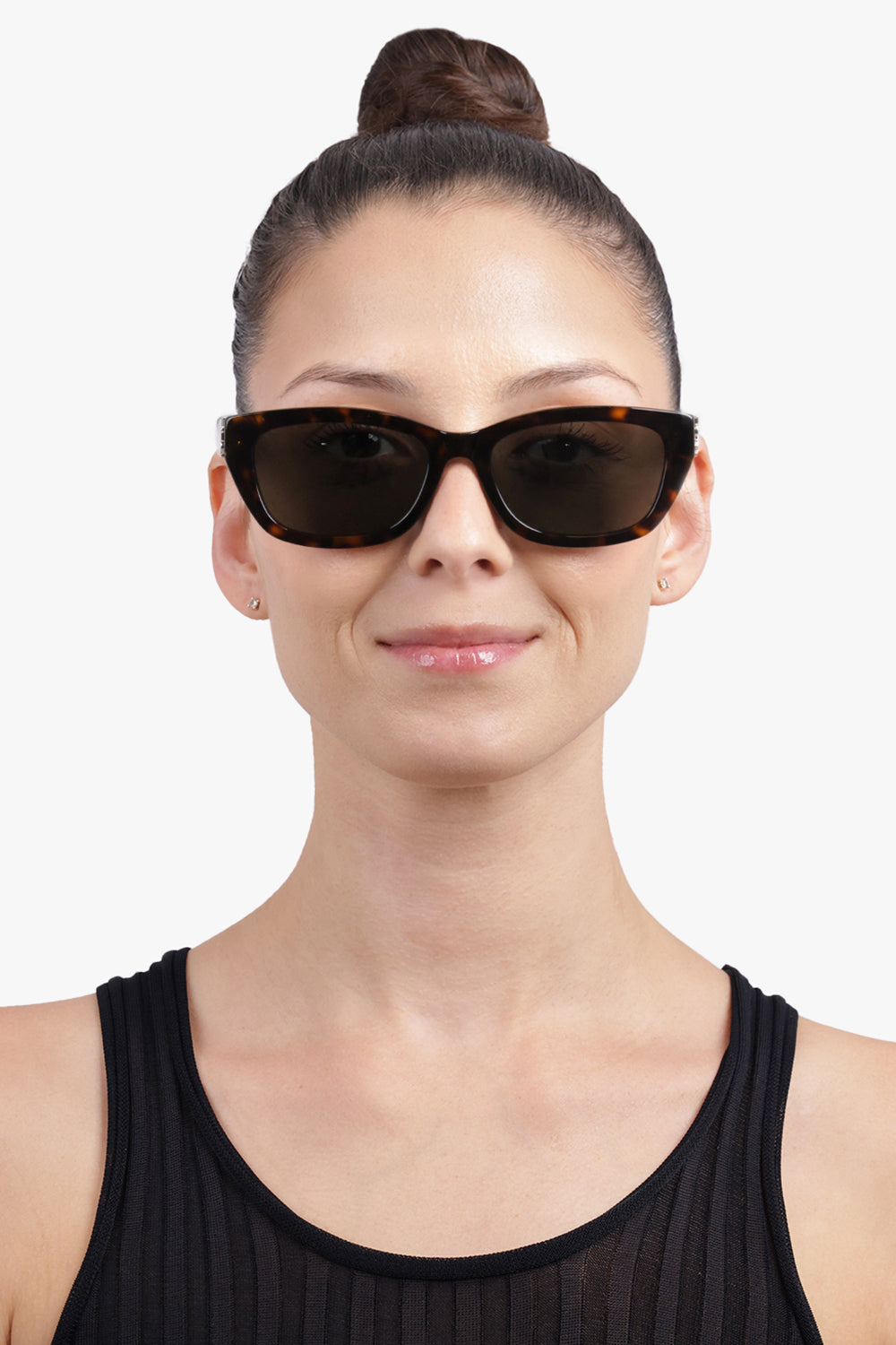 SAINT LAURENT ACCESSORIES BROWN / Dark Havana Brown SL M153 Rectangular Monogramme Sunglasses | Dark Havana Brown