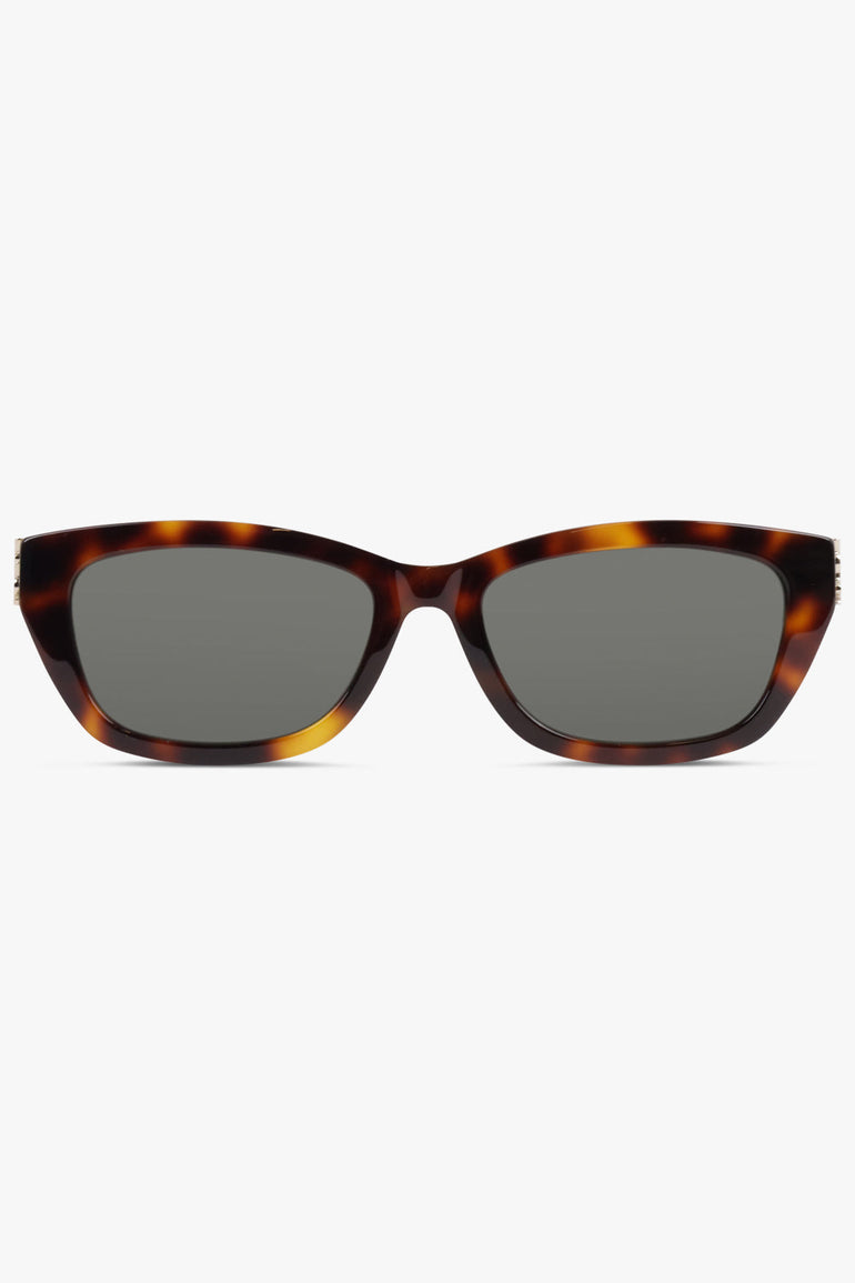 SAINT LAURENT ACCESSORIES BROWN / Havana Brown SL M153 Rectangular Monogramme Sunglasses | Havana Brown