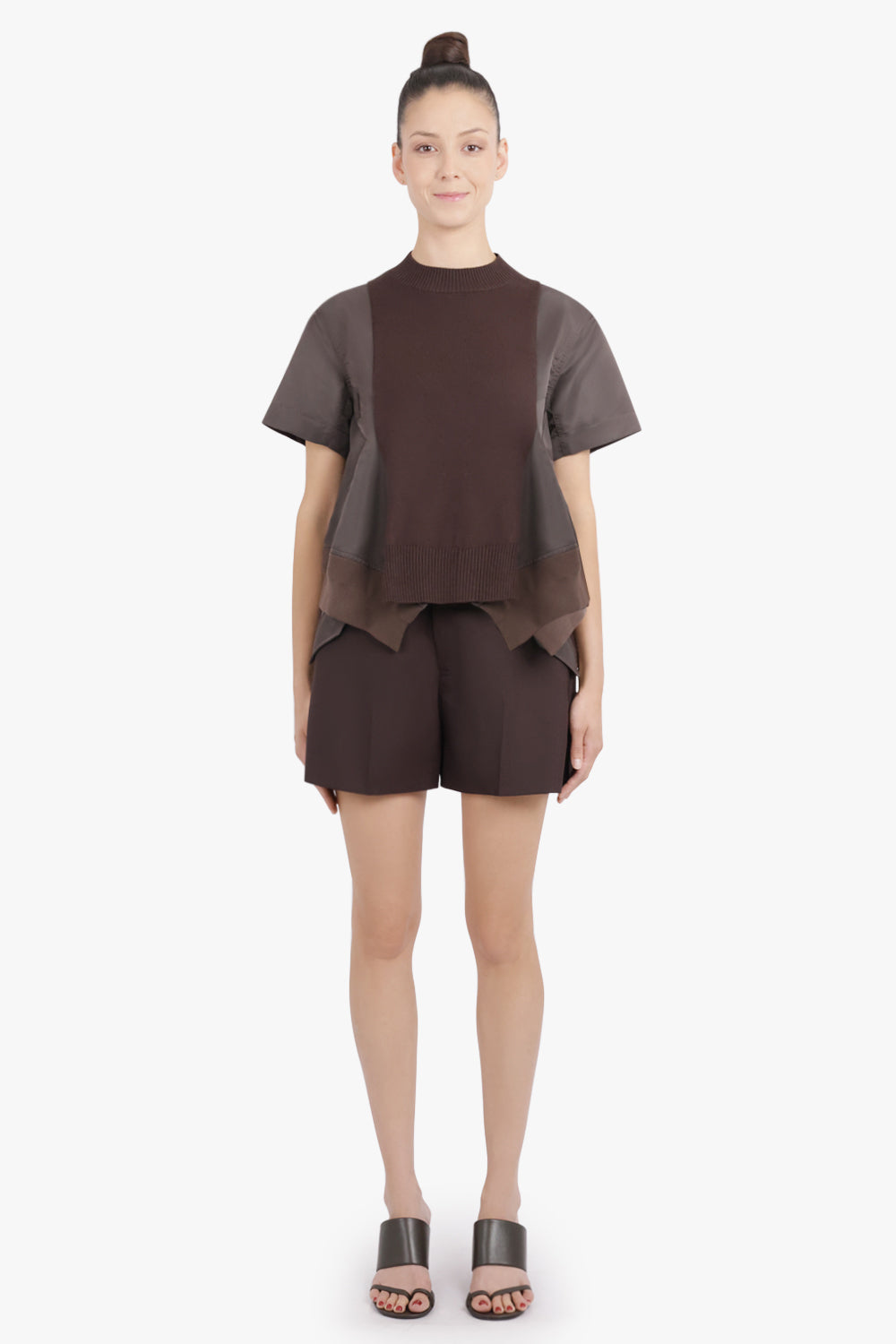 SACAI RTW Suiting Contrast Short | Brown